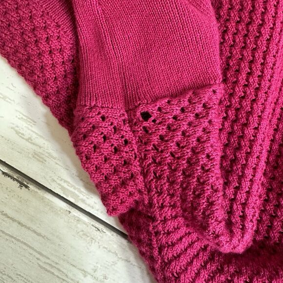 KOKUN Womens  Size XL Knit Button Cardigan Long Sweater W/Pockets Cotton Magenta - Picture 14 of 14